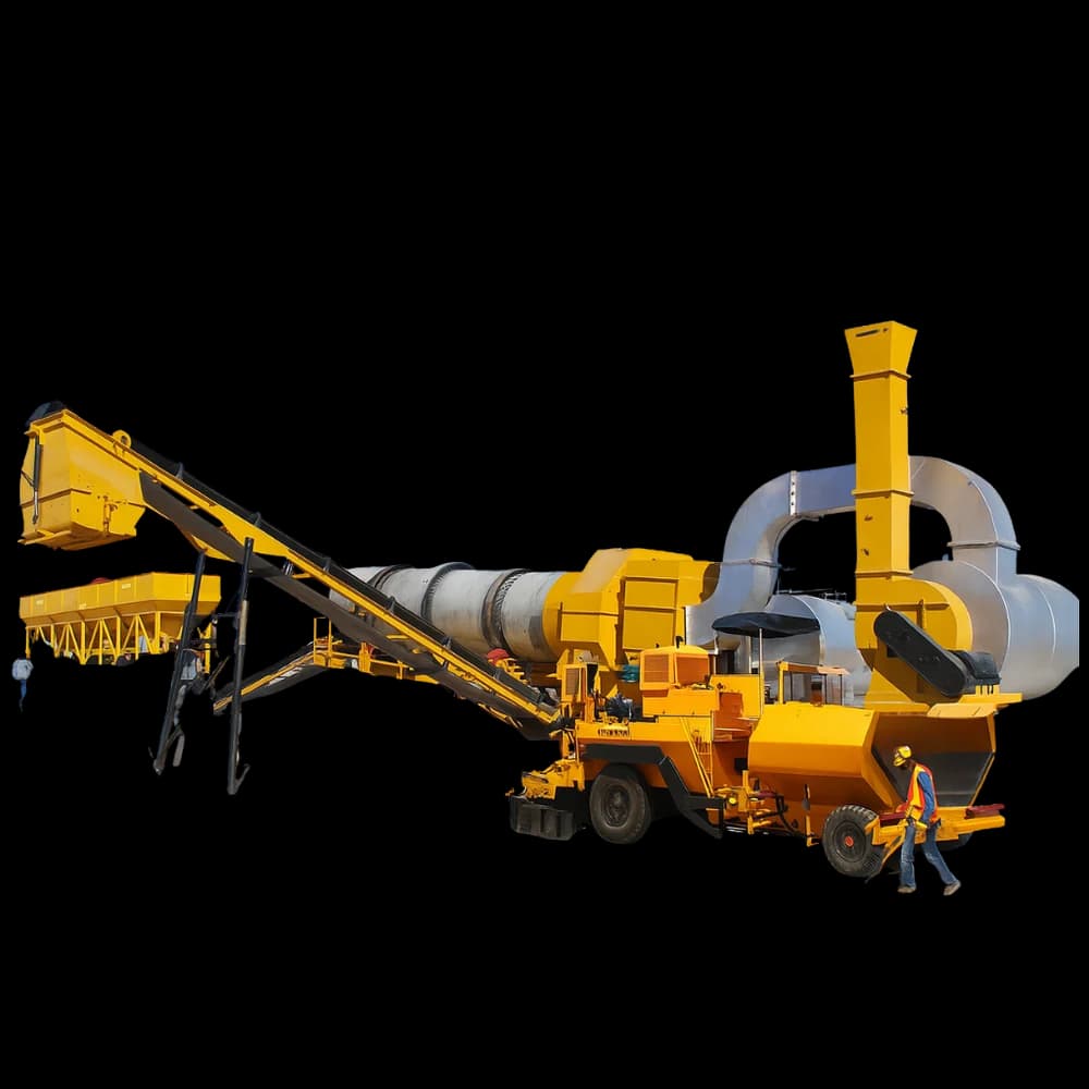 Asphalt mixing plant with hot storage silo and mixing tower